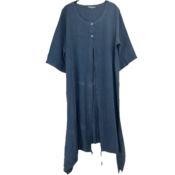 bryn Walker Tops - Bryn Walker Tunic Top Size Large Blue Linen Lagenlook Minimalist